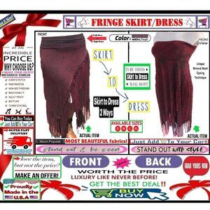 🛑 BULLY Fold Over ➕🆒 SKIRT/DRESS High Waist FRINGE Mineral Wash 💸BUY NOW‼️🟢